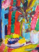 Still-Leben mit Aubergine, Ölskizze 35x25 cm